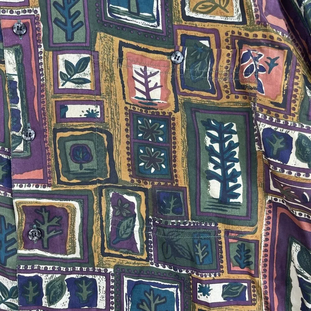 Montage Shirt Men's Large Multicolor Printed Silk Casual Long Sleeve Button Up - Picture 5 of 9